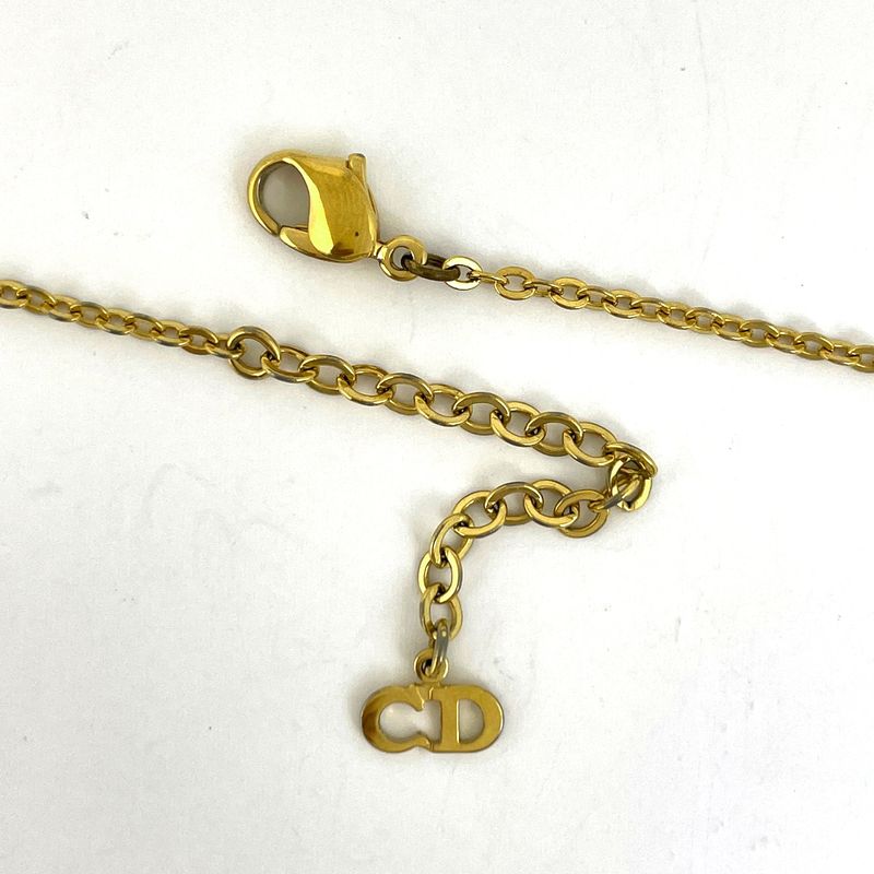 Christian Dior Logo Rhinestone Necklace CD GP — view 4