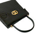 Celine Vintage Double Circle Logo Hardware Leather 2-Way Handbag