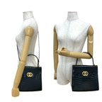 Celine Vintage Double Circle Logo Hardware Leather 2-Way Handbag