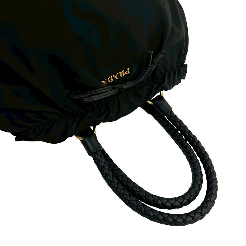Prada Logo Hardware Ribbon Tessuto Nylon Leather 2-Way