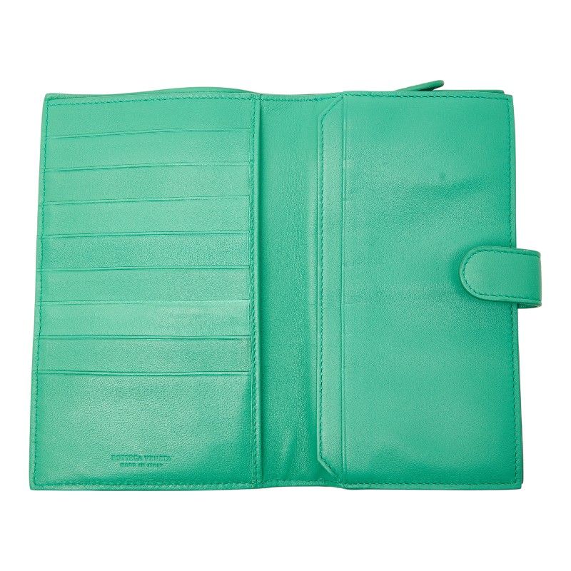 Bottega Veneta Intrecciato Round Zipper Long Wallet Green Leather — view 8