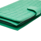Bottega Veneta Intrecciato Round Zipper Long Wallet Green Leather — view 7