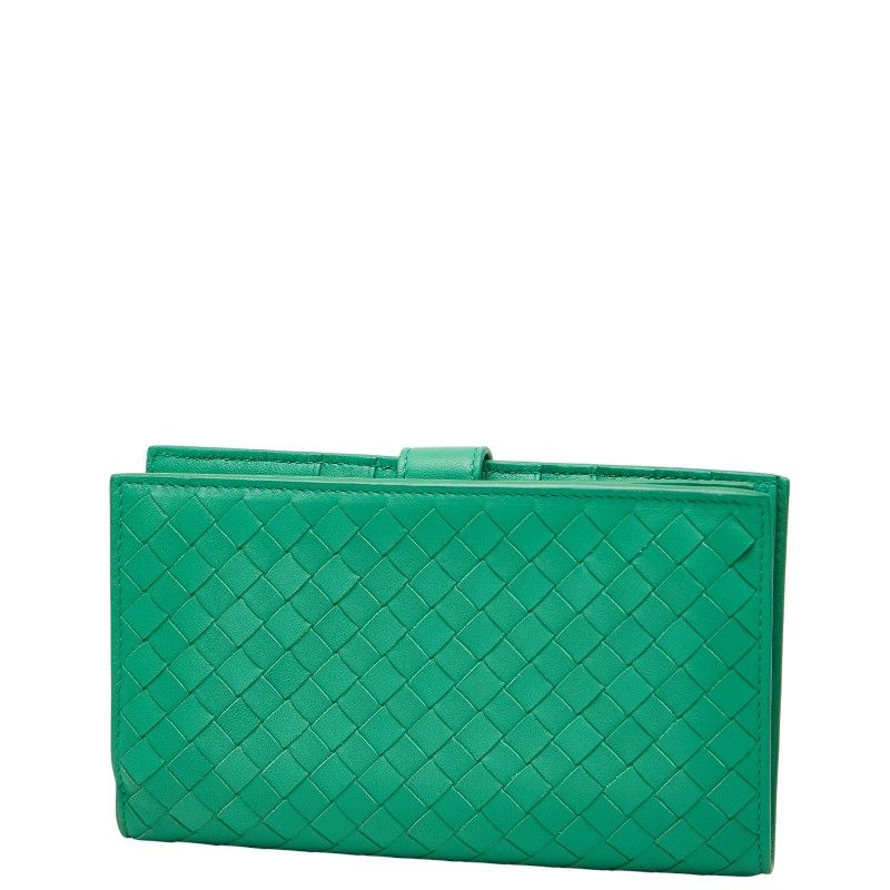 Bottega Veneta Intrecciato Round Zipper Long Wallet Green Leather — view 2
