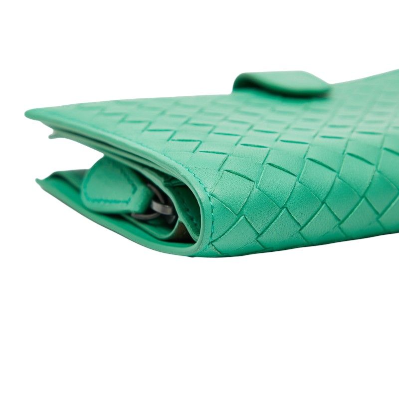 Bottega Veneta Intrecciato Round Zipper Long Wallet Green Leather — view 5