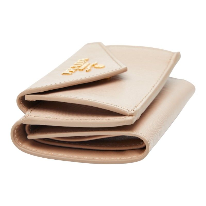 Prada Trifold Compact Wallet 1 Mh021 Beige Viterodino Leather — view 5