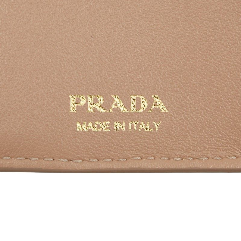 Prada Trifold Compact Wallet 1 Mh021 Beige Viterodino Leather — view 8