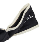 Chanel Coco Mark Logo Ribbon Chouche Hair Accessory Black White Silk — view 3