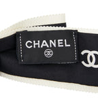 Chanel Coco Mark Logo Ribbon Chouche Hair Accessory Black White Silk — view 4
