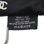 Chanel Coco Mark Logo Ribbon Chouche Hair Accessory Black White Silk — view 5