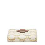 Celine Triomphe Small Strap Wallet Ivory Brown Leather — view 3