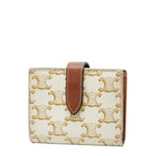 Celine Triomphe Small Strap Wallet Ivory Brown Leather — view 2