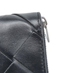 Bottega Veneta Intrecciato Round Zipper Long Wallet Black Leather — view 8