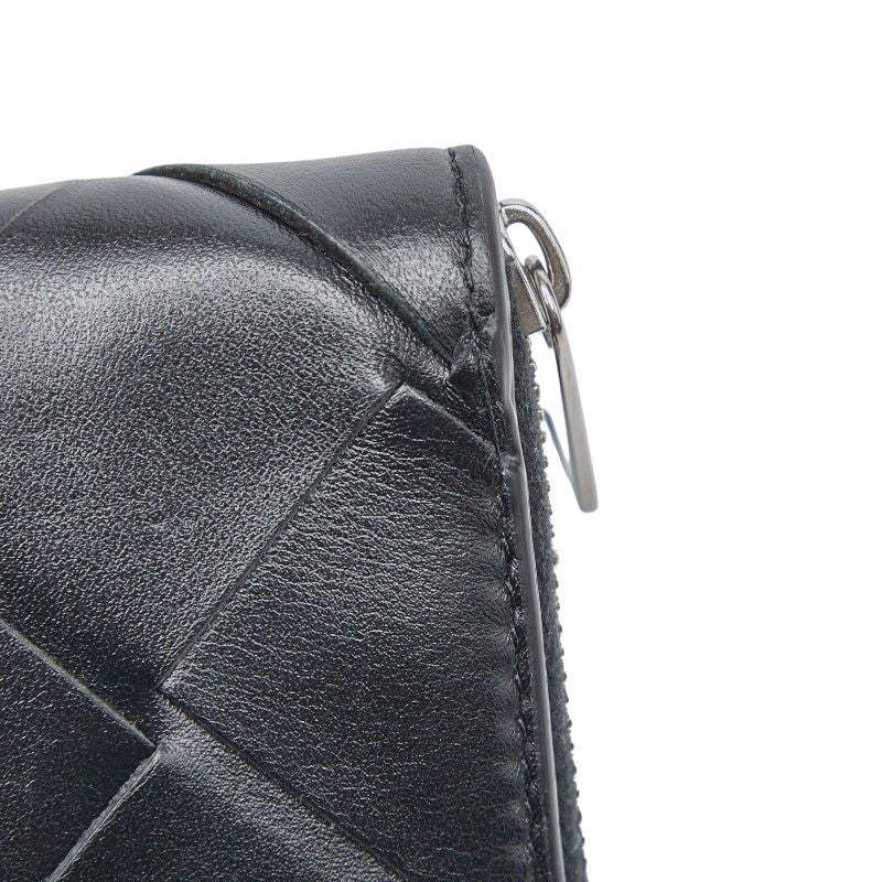 Bottega Veneta Intrecciato Round Zipper Long Wallet Black Leather — view 8