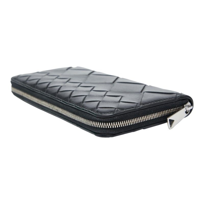 Bottega Veneta Intrecciato Round Zipper Long Wallet Black Leather — view 6