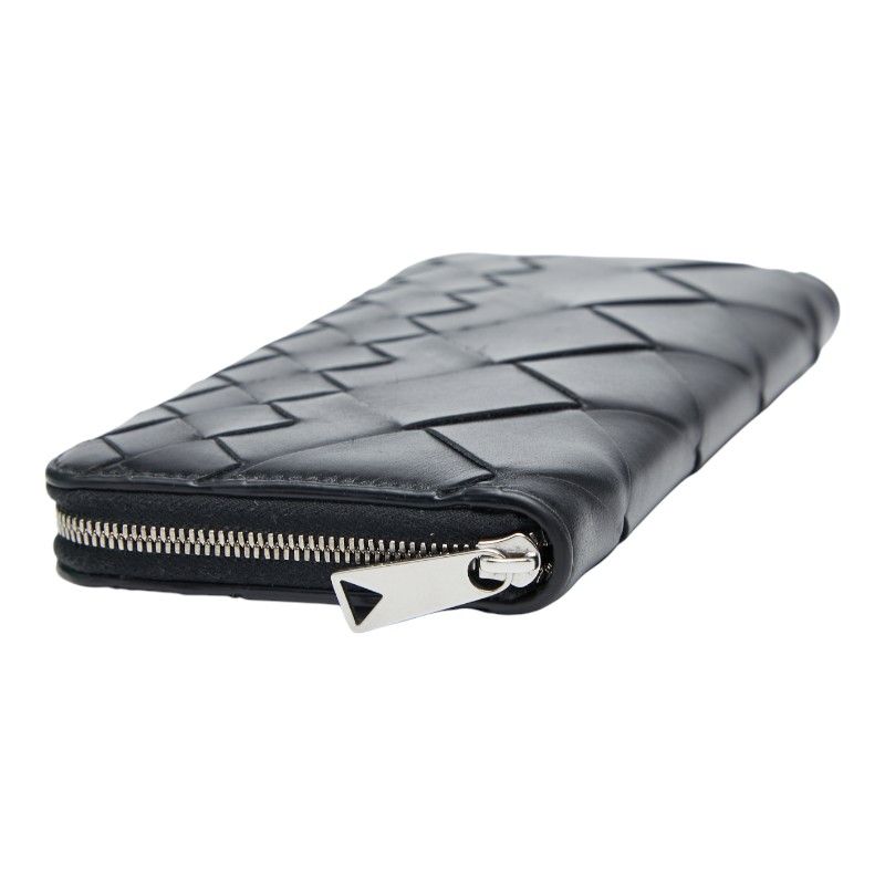 Bottega Veneta Intrecciato Round Zipper Long Wallet Black Leather — view 5