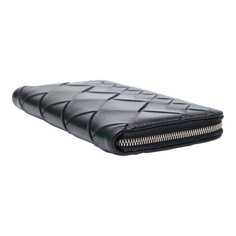 Bottega Veneta Intrecciato Round Zipper Long Wallet Black Leather — view 4
