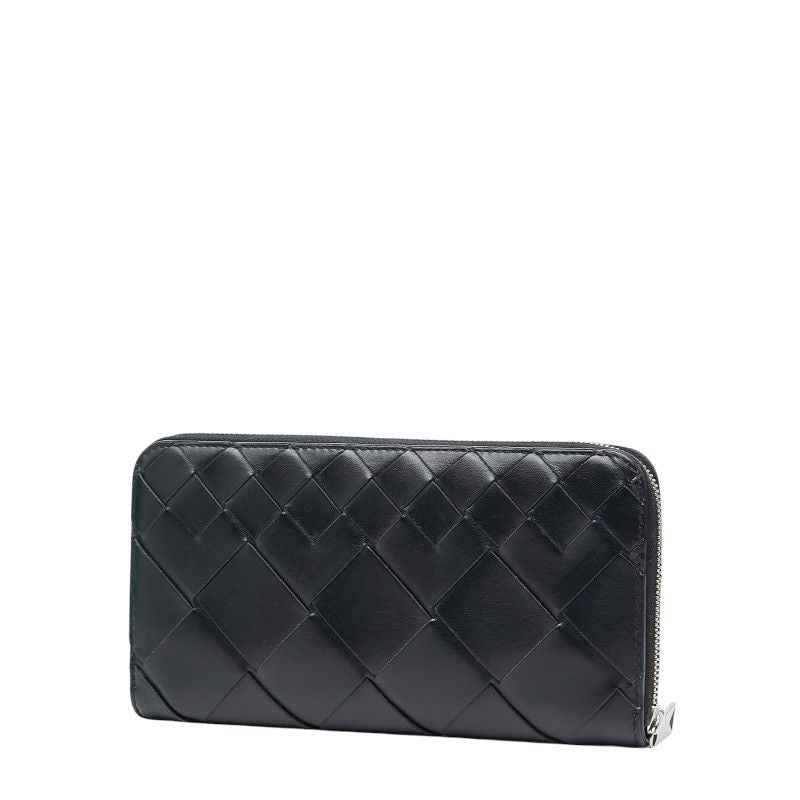 Bottega Veneta Intrecciato Round Zipper Long Wallet Black Leather — view 2