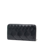 Bottega Veneta Intrecciato Round Zipper Long Wallet Black Leather — view 2
