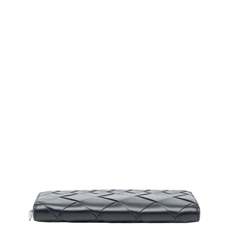 Bottega Veneta Intrecciato Round Zipper Long Wallet Black Leather — view 3