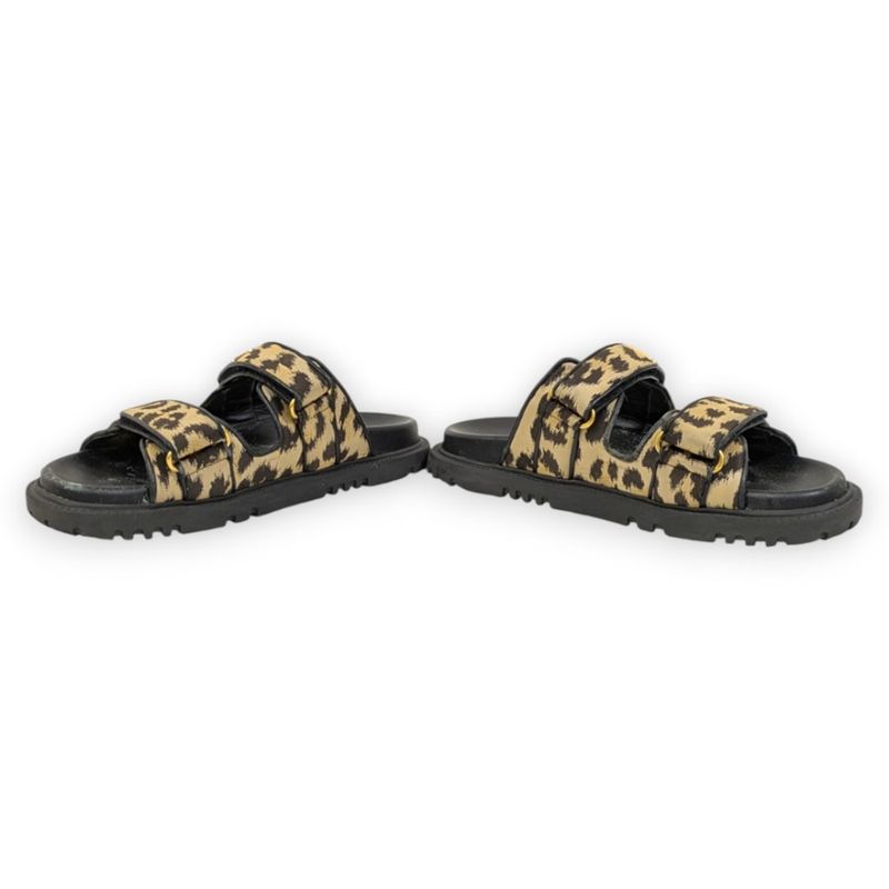 Christian Dior Act Leopard Slide Sandals Beige Black — view 5