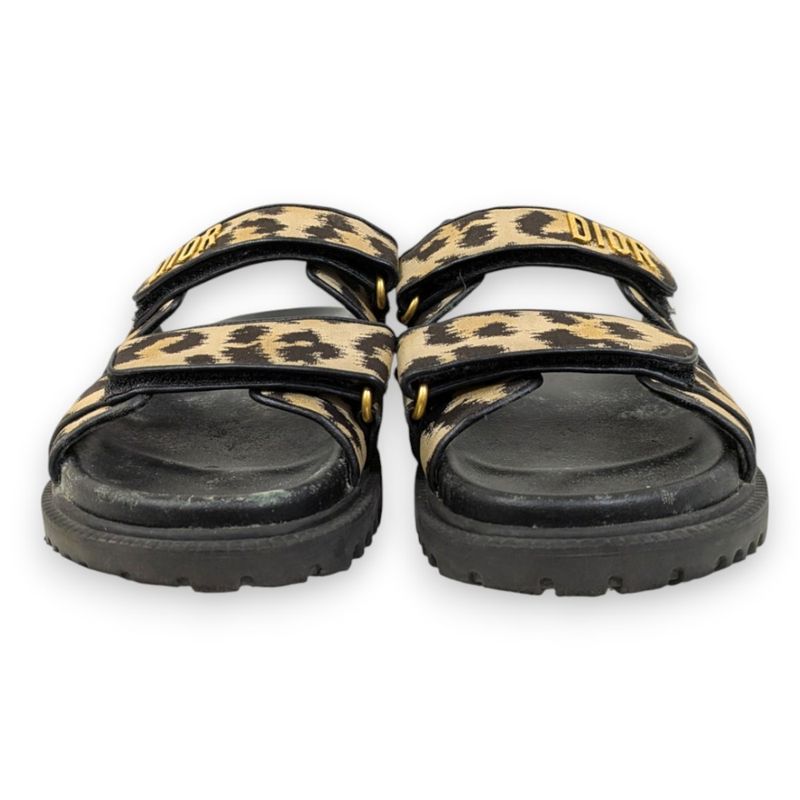 Christian Dior Act Leopard Slide Sandals Beige Black — view 4