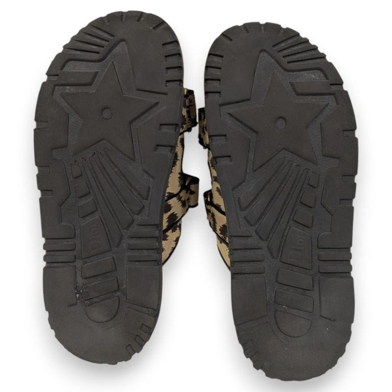 Christian Dior Act Leopard Slide Sandals Beige Black — view 7