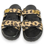 Christian Dior Act Leopard Slide Sandals Beige Black — view 3