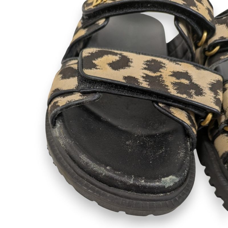 Christian Dior Act Leopard Slide Sandals Beige Black — view 9