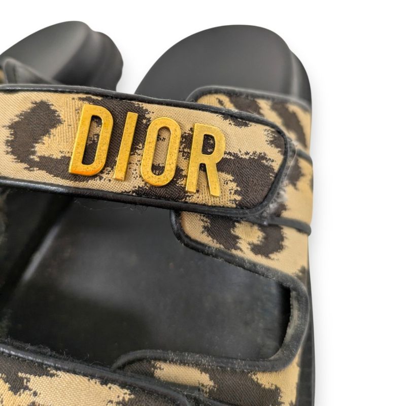 Christian Dior Act Leopard Slide Sandals Beige Black — view 8