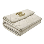 Chanel Wallet Quilted Trifold Caviar Leather White — view 8