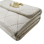 Chanel Wallet Quilted Trifold Caviar Leather White — view 4