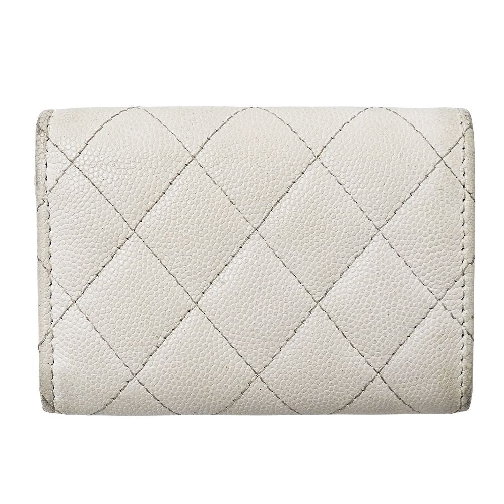 Chanel Wallet Quilted Trifold Caviar Leather White — view 7