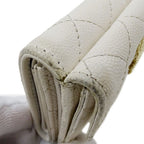 Chanel Wallet Quilted Trifold Caviar Leather White — view 5