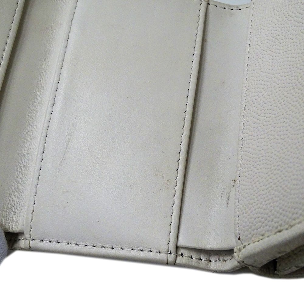 Chanel Wallet Quilted Trifold Caviar Leather White — view 2