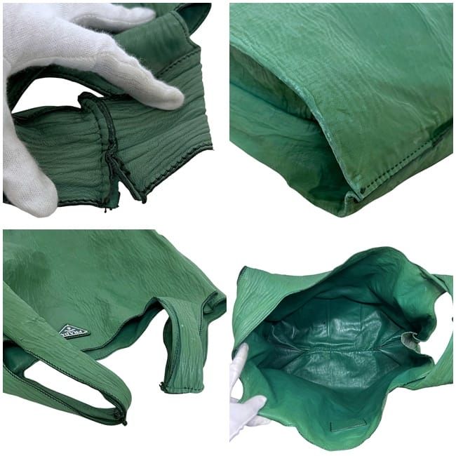 Prada Tote Bag Initial Patch Green Large Leather Nappaleather — view 3