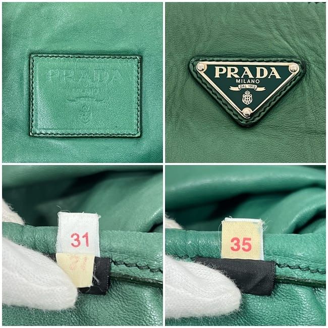 Prada Tote Bag Initial Patch Green Large Leather Nappaleather — view 5