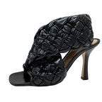 Bottega Veneta Intrecciato Sandals Shoes Leather Black Cross Strap Braided — view 3