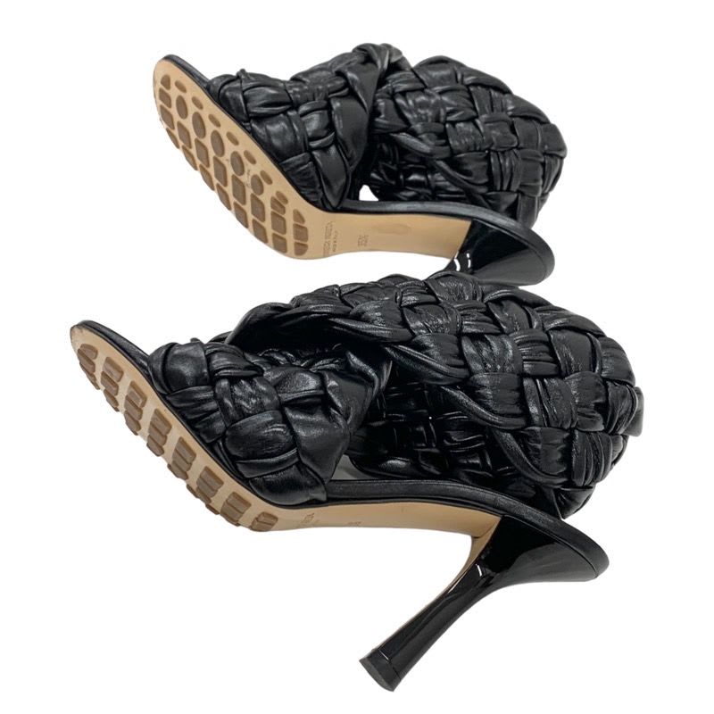 Bottega Veneta Intrecciato Sandals Shoes Leather Black Cross Strap Braided — view 6