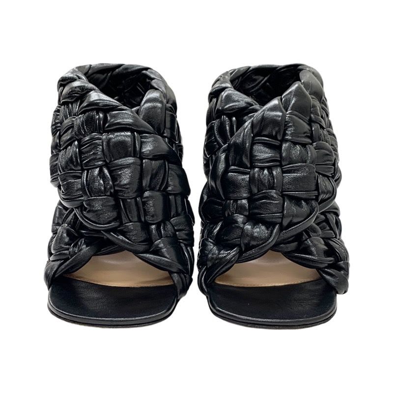 Bottega Veneta Intrecciato Sandals Shoes Leather Black Cross Strap Braided — view 2