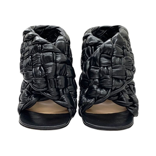 Bottega Veneta Intrecciato Sandals Shoes Leather Black Cross Strap Braided — view 2