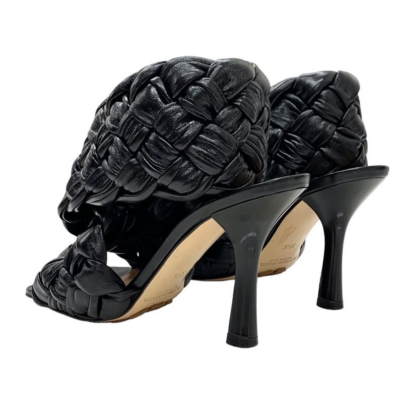 Bottega Veneta Intrecciato Sandals Shoes Leather Black Cross Strap Braided — view 4
