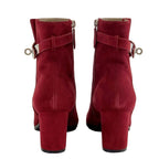 Hermes Saint-germain Boots Short Shoes Suede Red Silver Kelly Hardware — view 4