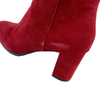 Hermes Saint-germain Boots Short Shoes Suede Red Silver Kelly Hardware — view 8