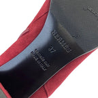 Hermes Saint-germain Boots Short Shoes Suede Red Silver Kelly Hardware — view 6
