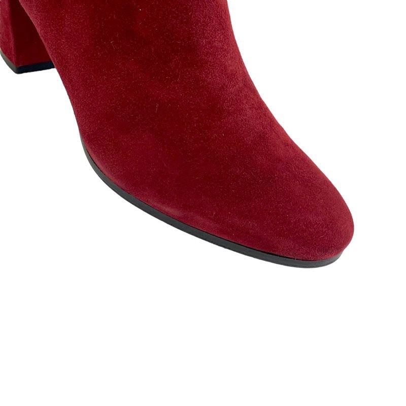Hermes Saint-germain Boots Short Shoes Suede Red Silver Kelly Hardware — view 9