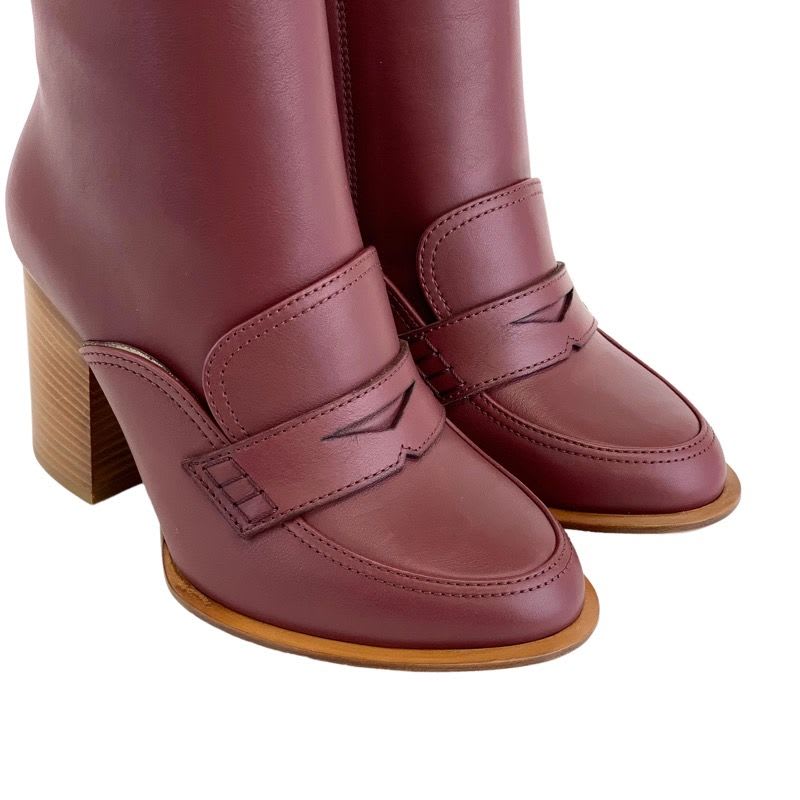 Loewe Boots Short Shoes Leather Bordeaux — view 9