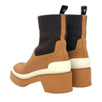 Hermes Boots Short Shoes Leather Fabric Camel Brown Sock — view 4