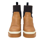 Hermes Boots Short Shoes Leather Fabric Camel Brown Sock — view 2