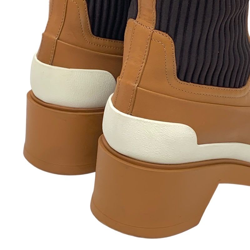 Hermes Boots Short Shoes Leather Fabric Camel Brown Sock — view 9