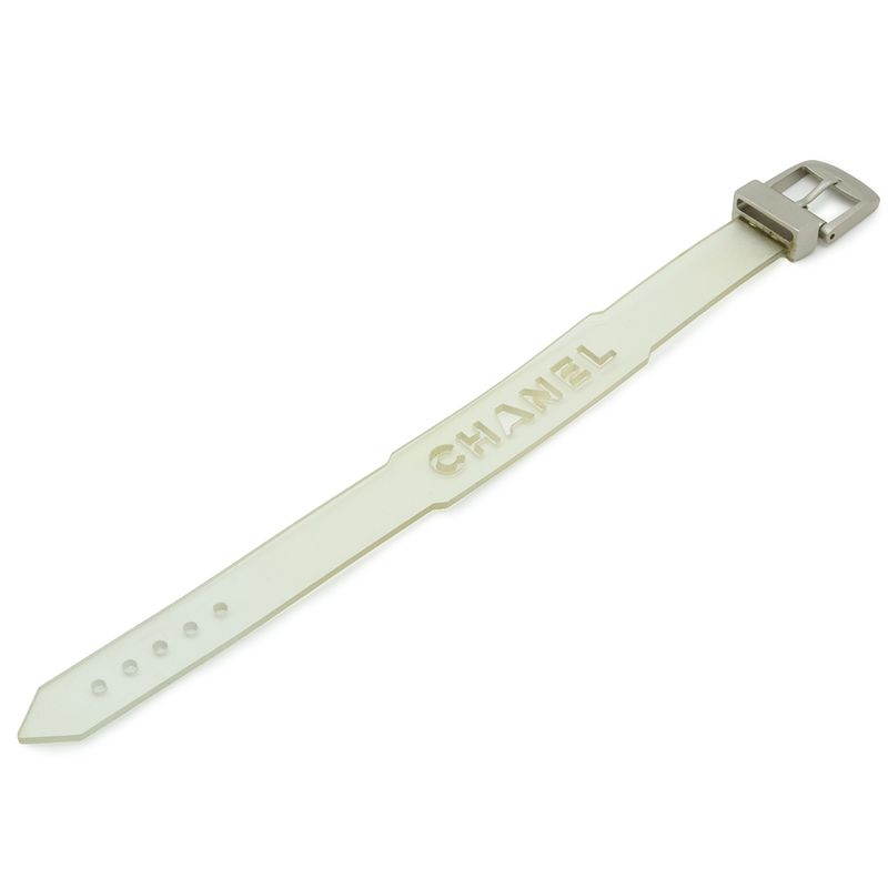 Chanel Rubber Bracelet Band Logo Clear Silver Hardware 99 — view 4